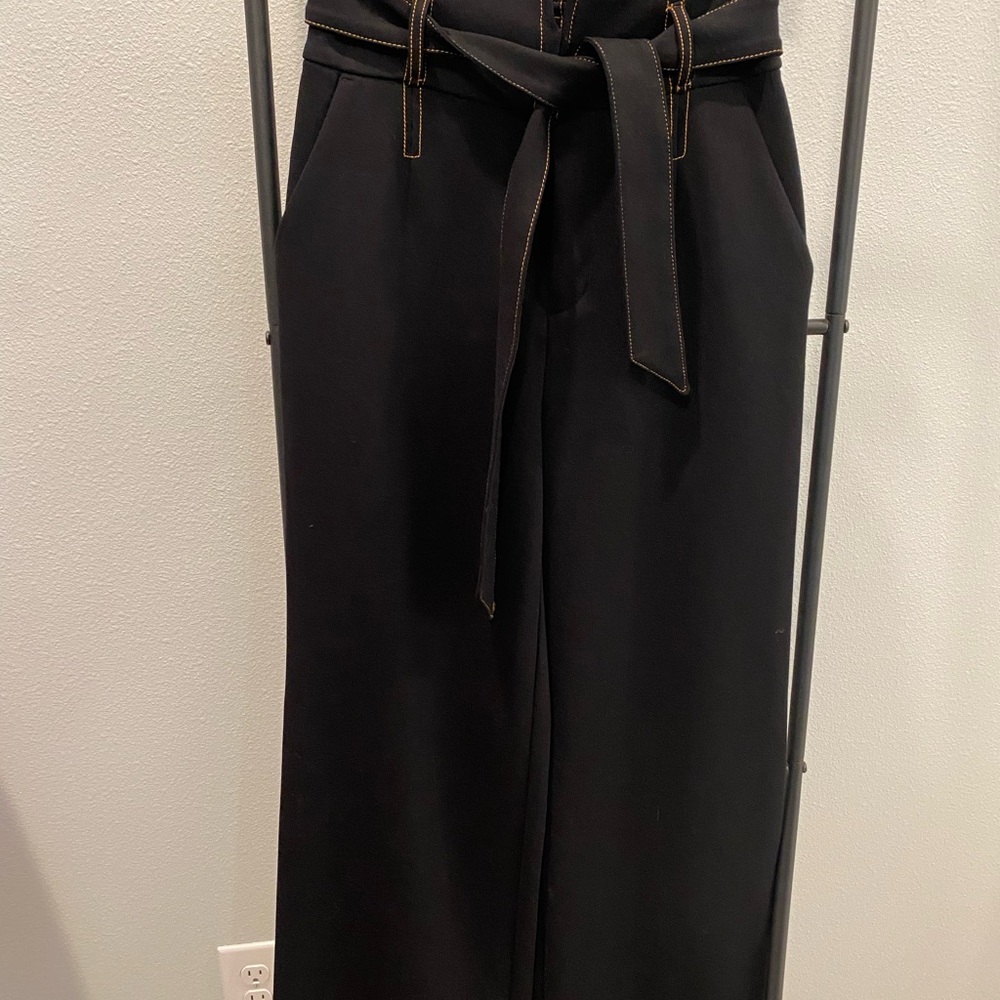 Anthropologie Black Pants with Contrast Stitching. High waisted, pockets.